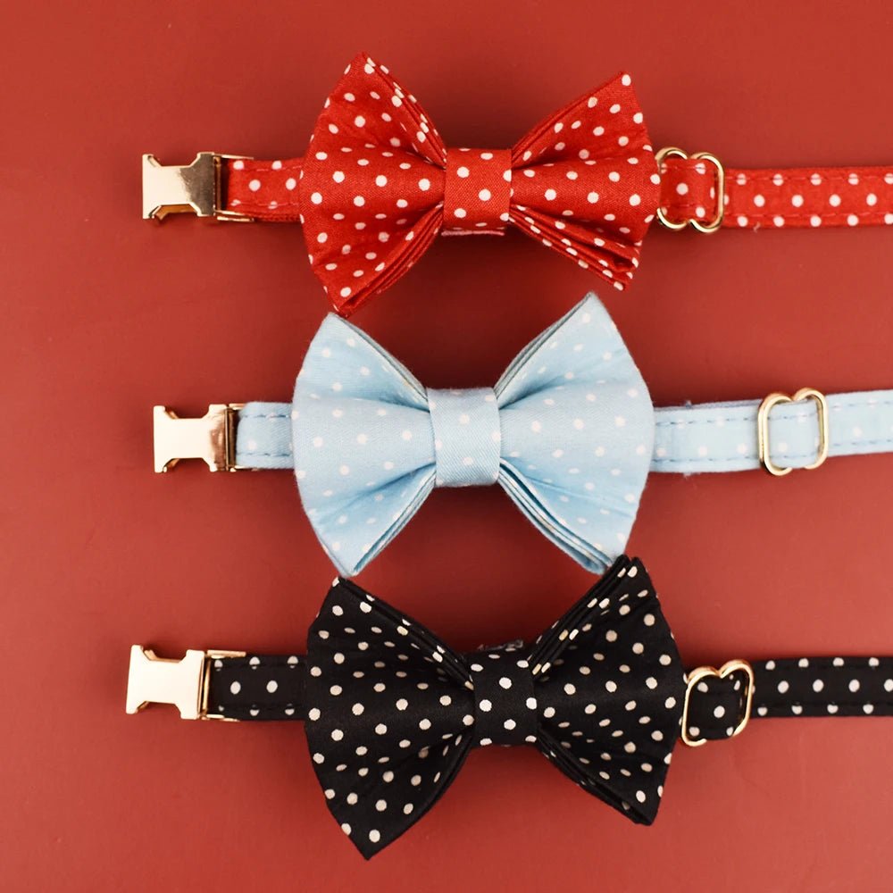 Petspuff Personalised Soft Cat Collar with Bow & Safety Buckle – Engraved Name | 7 Colours