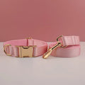 Petspuff Personalised Pink Print Dog Collar & Lead for Medium & Large Dogs – Engraved Name Tag & Bow
