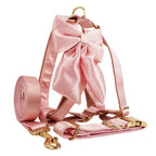 Petspuff Personalised Pink Crystal Print Dog Collar, Harness & Lead Set – Engraved Name Tag & Bow - Petspuff