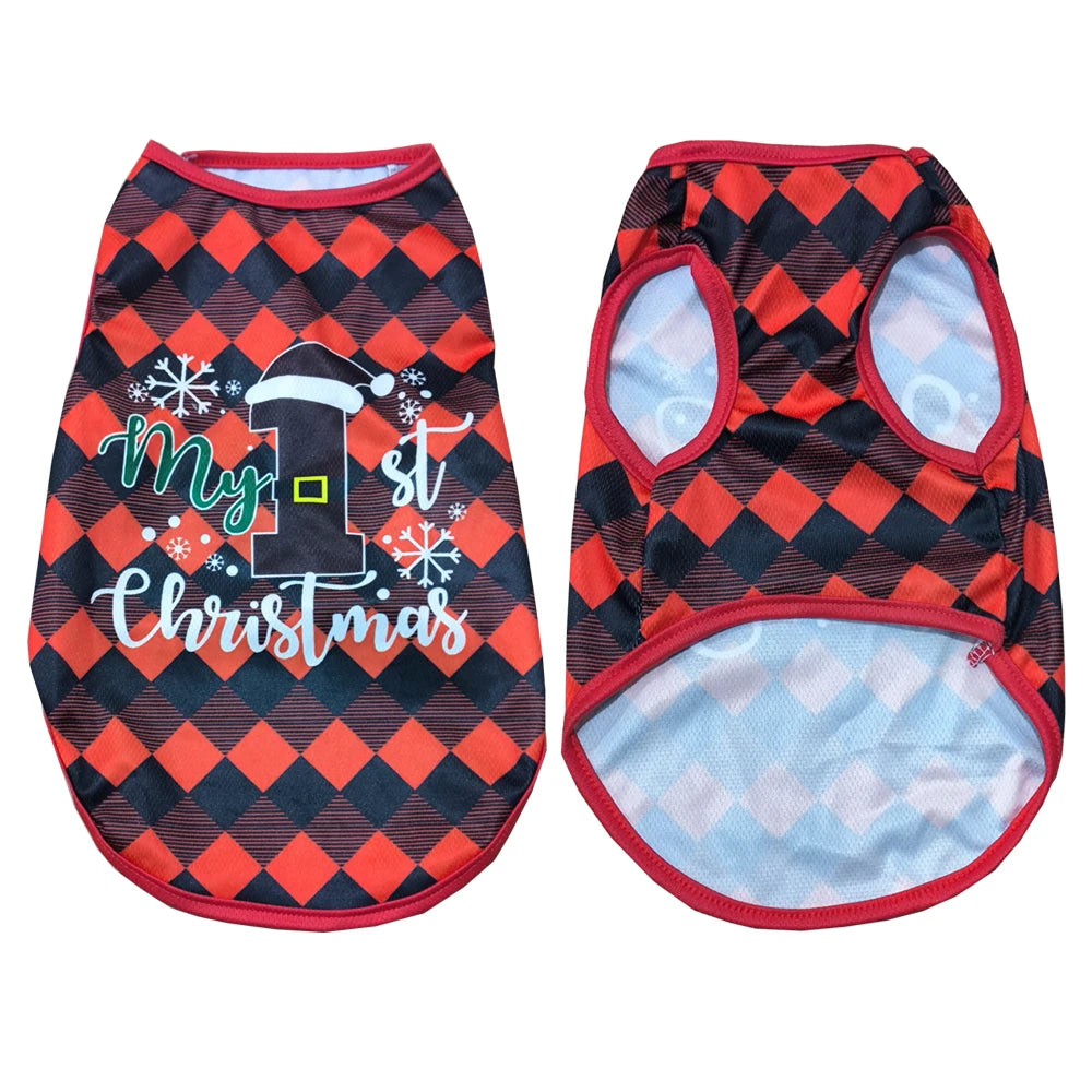 Petspuff Christmas Dog Vest – Festive Santa Print T-Shirt | Small Dogs & Cats