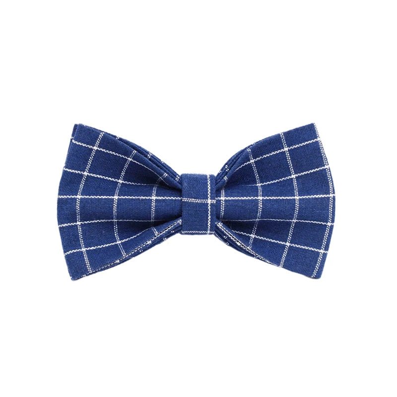 Petspuff Personalised Navy Check Dog Collar & Lead Set – Engraved Name Tag, Bow & Harness