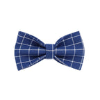 Petspuff Personalised Navy Check Dog Collar & Lead Set – Engraved Name Tag, Bow & Harness