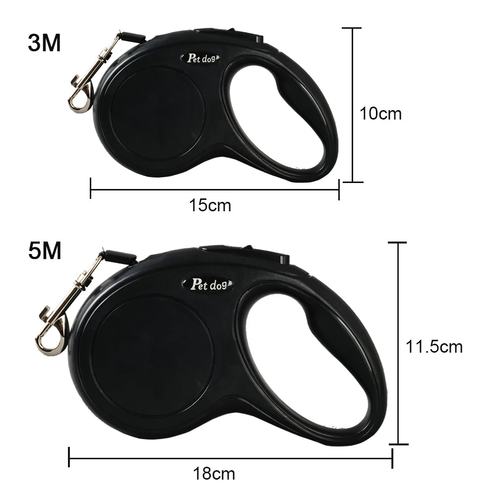 Petspuff Compact Retractable Dog Lead – 3m / 5m Strong Nylon Tape | Small & Medium Dogs