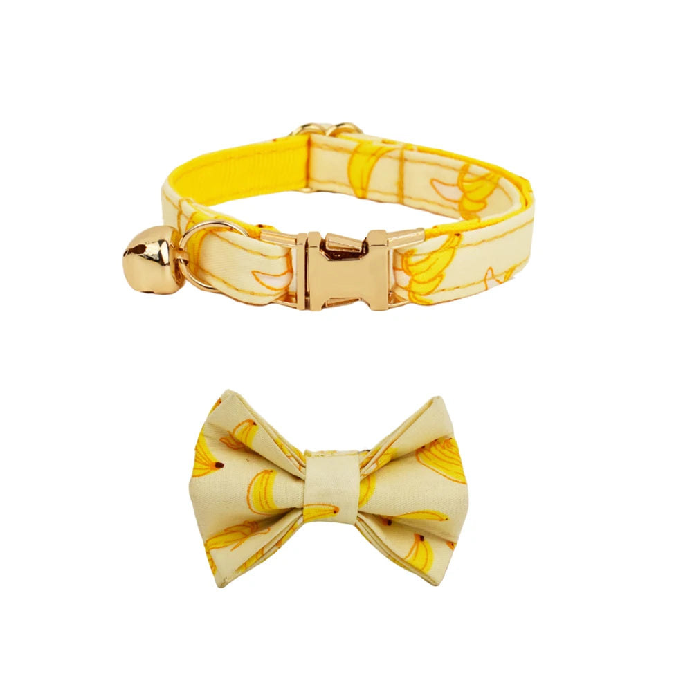 Petspuff Personalised Soft Cat Collar with Bow Tie – Safety Buckle & Engraved Name Tag | 8 Designs