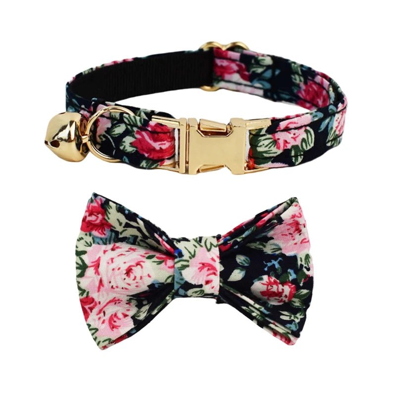 Petspuff Personalised Soft Cat Collar with Bow & Safety Buckle – Engraved Name | 7 Colours