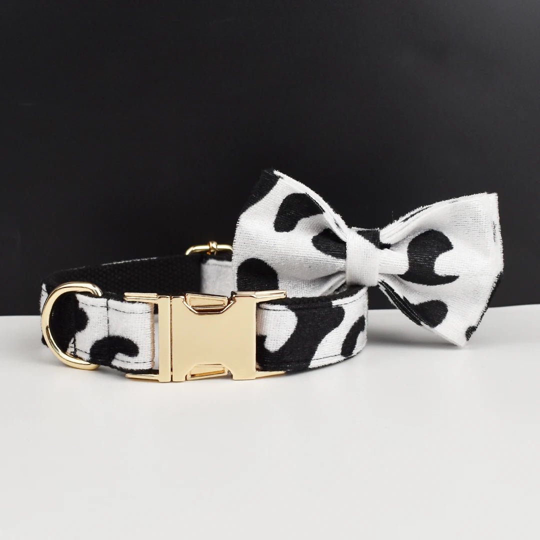 Petspuff Personalised Fruit & Animal Print Bow Tie Dog Collar & Lead – Engraved Name Tag | 8 Designs - Petspuff