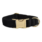 Petspuff Personalised Black Velvet Dog Collar & Lead Set – Engraved Name Tag, Bow & Harness