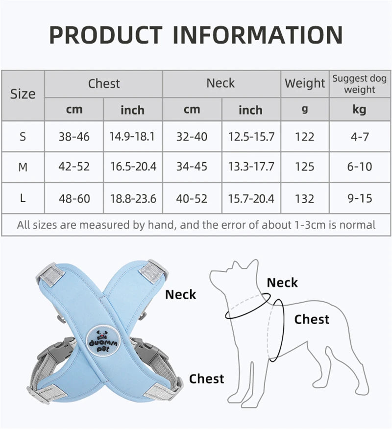 Petspuff Pastel Harness & Lead Set – Reflective Breathable Vest Harness | Small & Medium Dogs