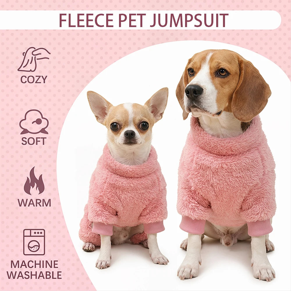 Petspuff Soft Fleece Dog Pyjamas – Warm Jumpsuit Overalls | Small Dogs & Cats