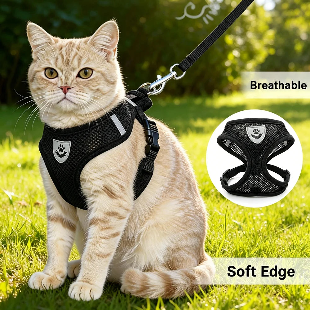 Petspuff Escape-Proof Cat Harness & Lead Set – Reflective Mesh Vest | Cats, Kittens & Small Dogs