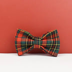 Petspuff Personalised Red Check Christmas Dog Collar & Lead Set – Engraved Name Tag & Bow