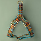 Petspuff Personalised Plaid Dog Harness & Lead with Bow – Engraved ID Tag | Christmas Dog Harness - Petspuff