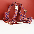 Petspuff Flag Print Cotton Dog Collar, Harness & Lead Set with Bow – XS–XL