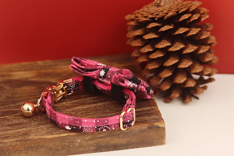 Petspuff Christmas Cat Collar with Bell & Bow – Festive Braided Kitten Collar | 2 Sizes