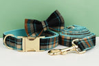 Petspuff Plaid Dog Collar, Harness & Lead Set with Bow – 4-Piece Walking Set | XS–XL