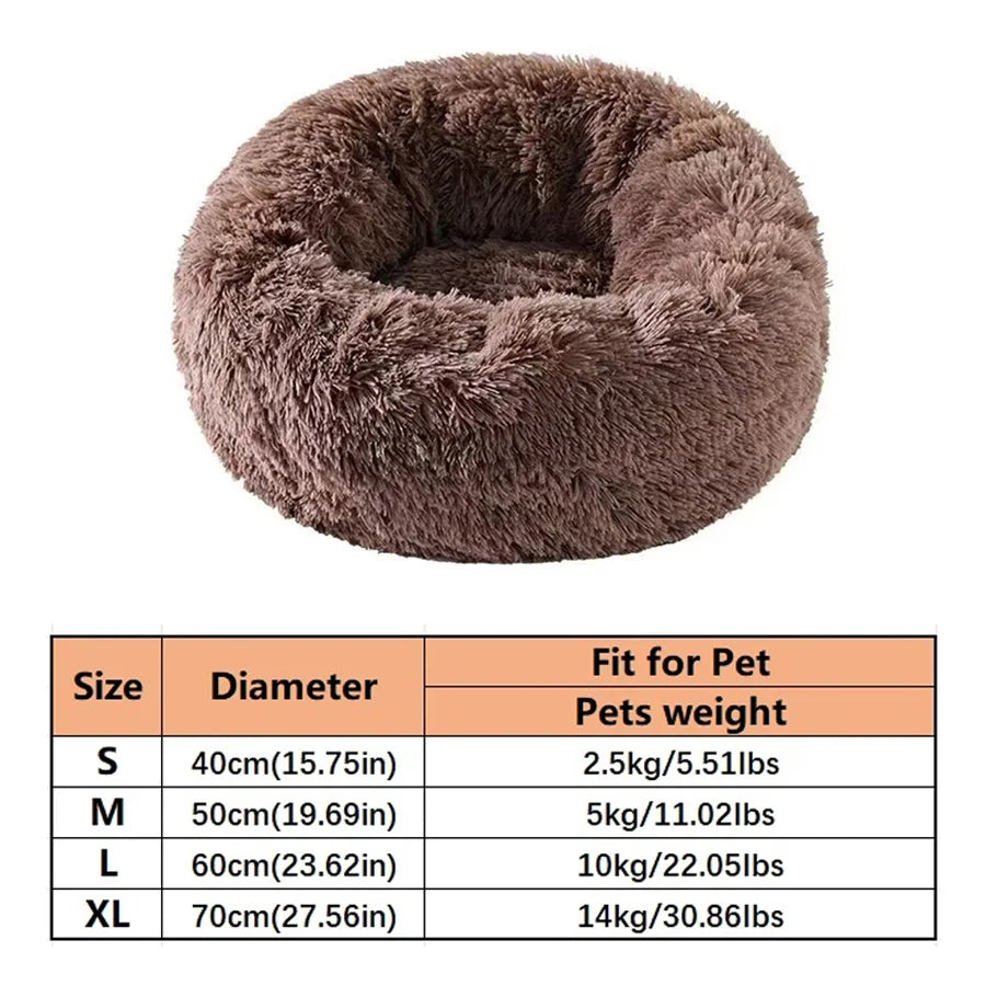 Petspuff Calming Donut Dog Bed – Fluffy Faux Fur Round Bed | Washable, S to XL