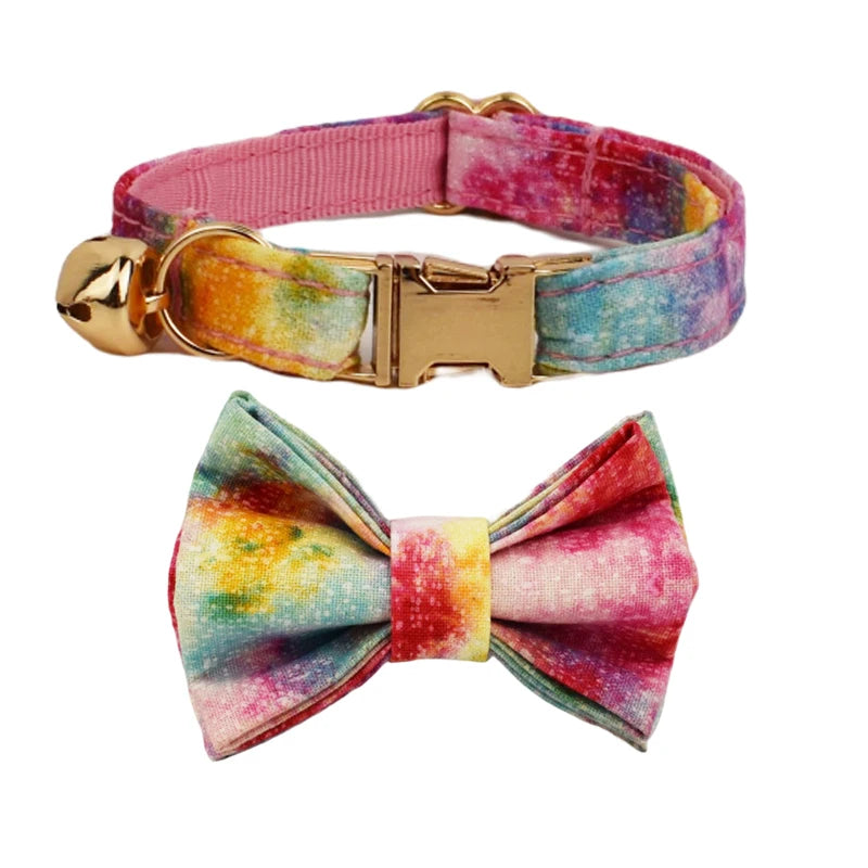 Petspuff Personalised Soft Cat Collar with Bow Tie – Safety Buckle & Engraved Name Tag | 8 Designs