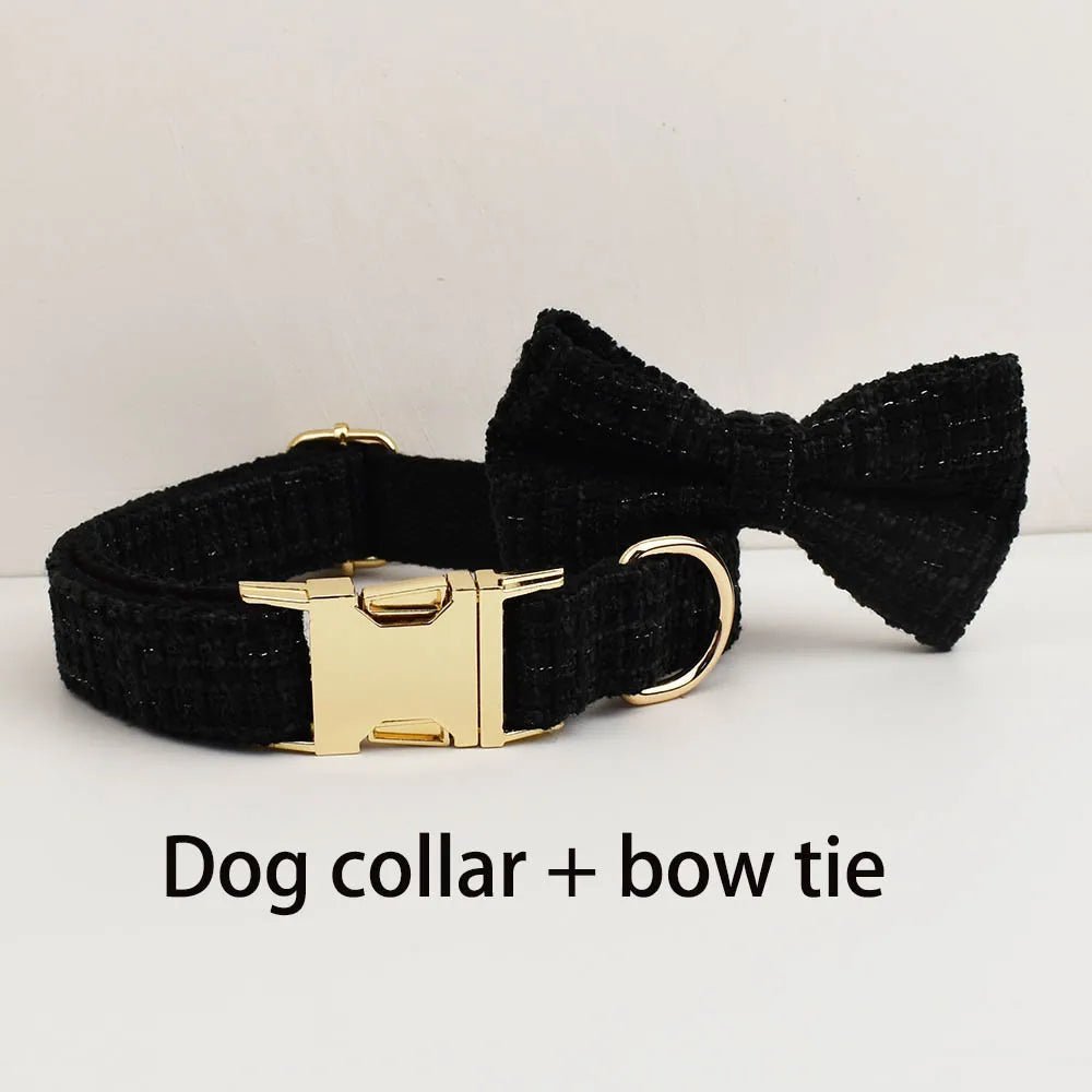 Petspuff Personalised Dog Collar with Free Engraved ID Tag – Matching Lead, Harness & Bow Set