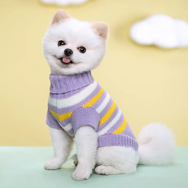 Petspuff Turtleneck Knitted Dog Jumper – Soft Warm Sweater | Small & Medium Dogs and Cats