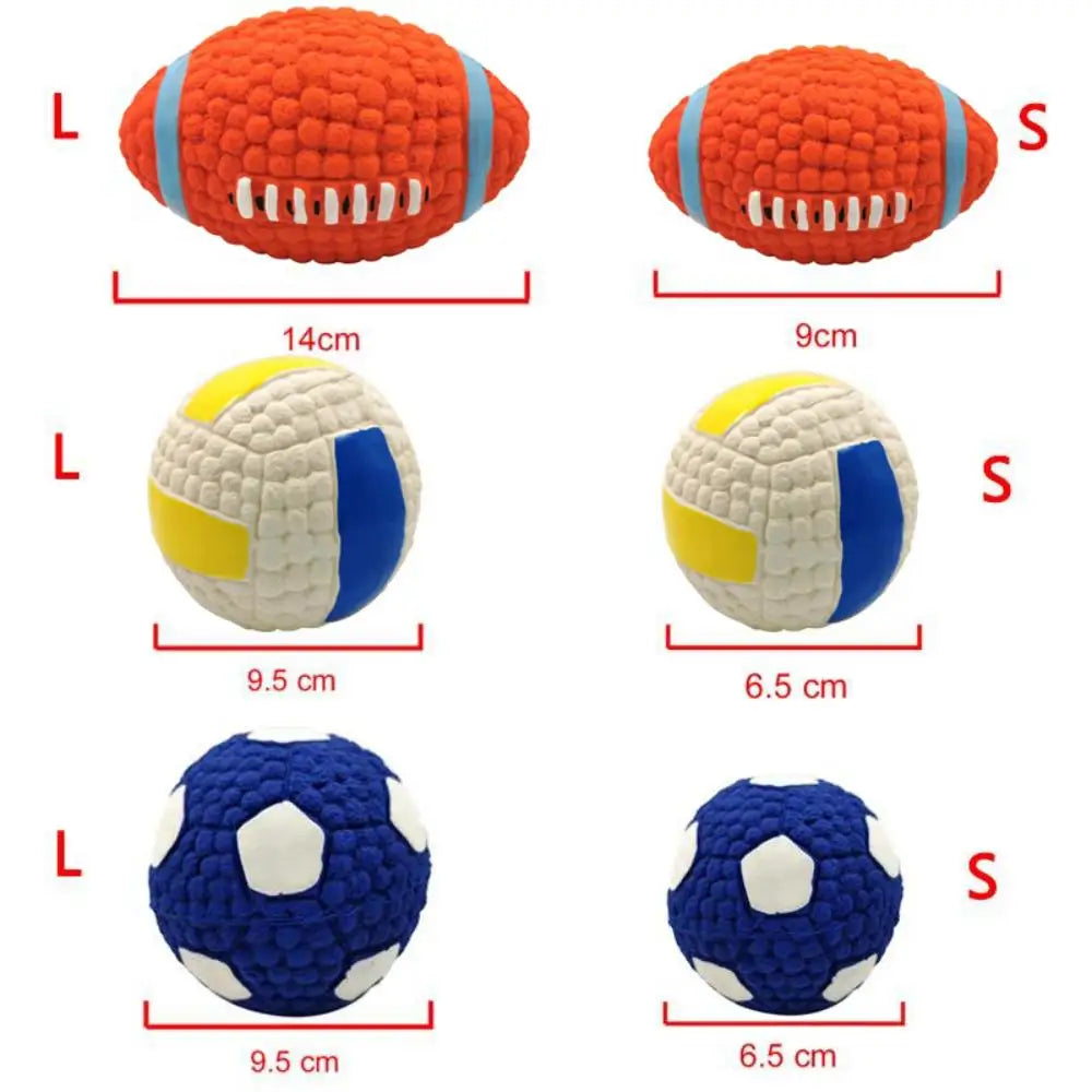Petspuff Squeaky Latex Dog Ball – Football, Volleyball & Rugby Ball Toys | Small to Large Dogs
