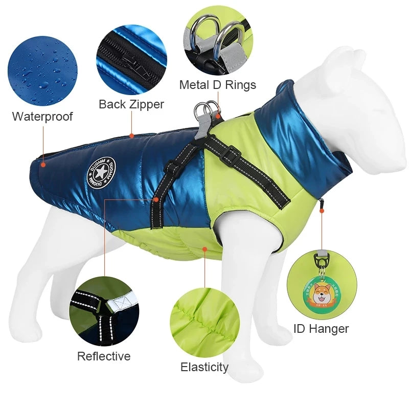 Petspuff Waterproof Padded Dog Coat with Built-In Harness – Winter Jacket | Small & Medium Dogs