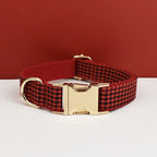 Petspuff Personalised Plaid Print Dog Collar & Lead – Engraved Name Tag | 3 Colours, S–XL