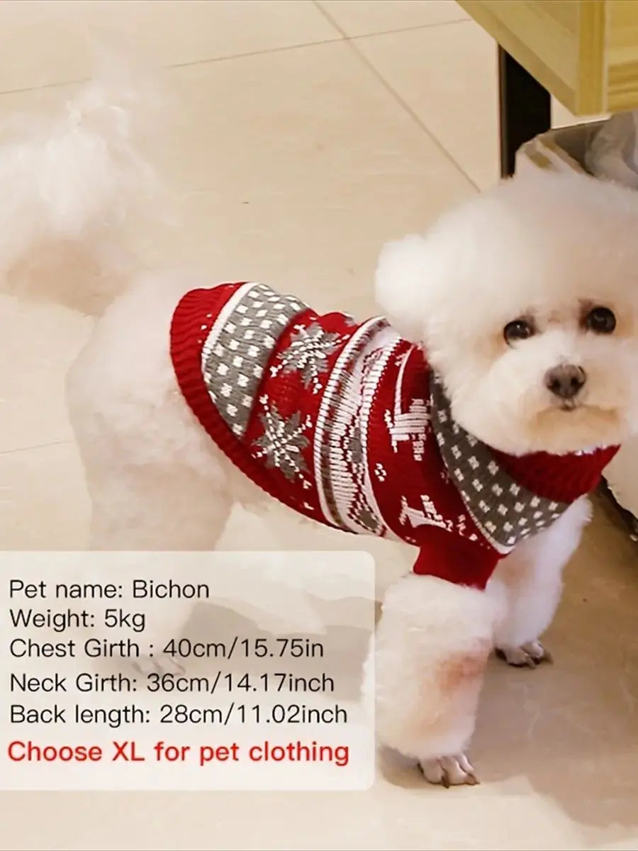 Petspuff Christmas Dog Jumper – Fair Isle Reindeer Knit | Small Dogs & Cats