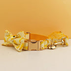 Petspuff Personalised Fruit & Animal Print Bow Tie Dog Collar & Lead – Engraved Name Tag | 8 Designs - Petspuff