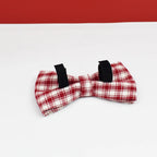 Petspuff Personalised Red Plaid Dog Collar, Harness & Lead Set – Engraved Name Tag & Bow | Style 28