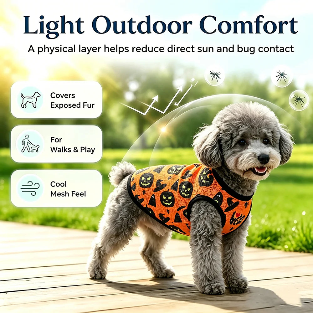 Petspuff Halloween Pumpkin Dog Vest – Lightweight Party T-Shirt | Small Dogs & Cats