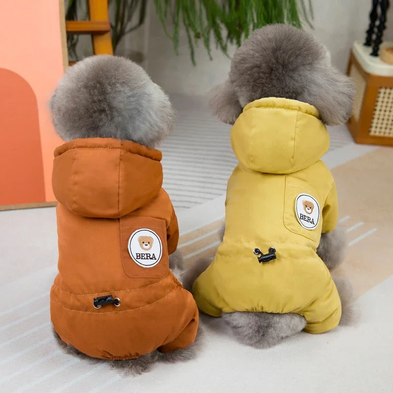 Petspuff Windproof Fleece Dog Overalls with Lead Ring – Winter Jumpsuit | Small Dogs