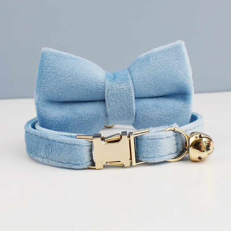 Petspuff Personalised Velvet Cat Collar with Bow, Bell & Engraved ID Tag | Kittens & Cats - Petspuff