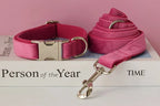 Petspuff Velvet Dog Collar & Lead with Flower or Bow – Soft & Durable for Medium & Large Dogs | S–XL