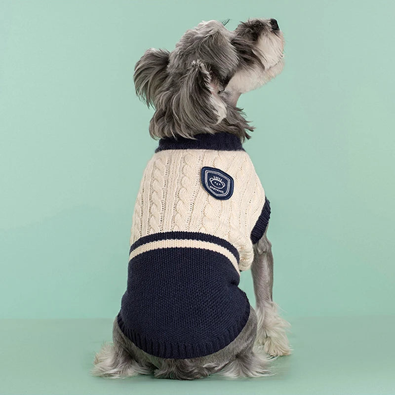 Petspuff College Style Knitted Dog Jumper – Warm Sweater Vest | Small & Medium Dogs and Cats