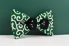 Petspuff Green Leaf Print Cotton Dog Collar, Harness & Lead Set with Bow – XS–XL