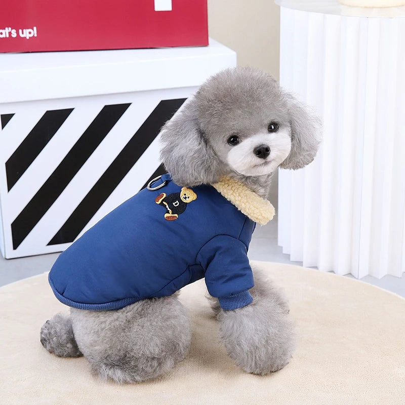 Petspuff Thick Padded Fleece Dog Jacket with Lead Ring – Winter Coat | Small & Medium Dogs