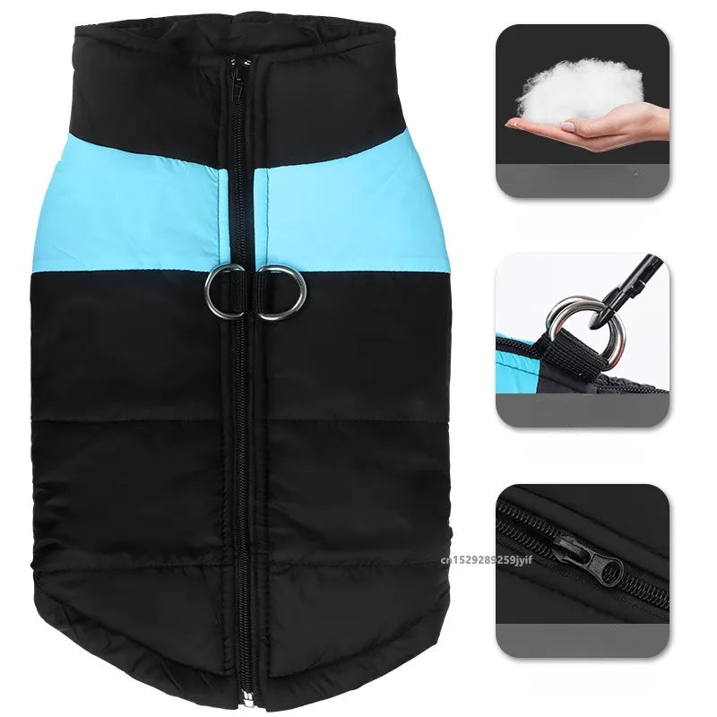 Petspuff Padded Winter Dog Jacket – Windproof Puffer Vest with Lead Rings | Small to Large Dogs