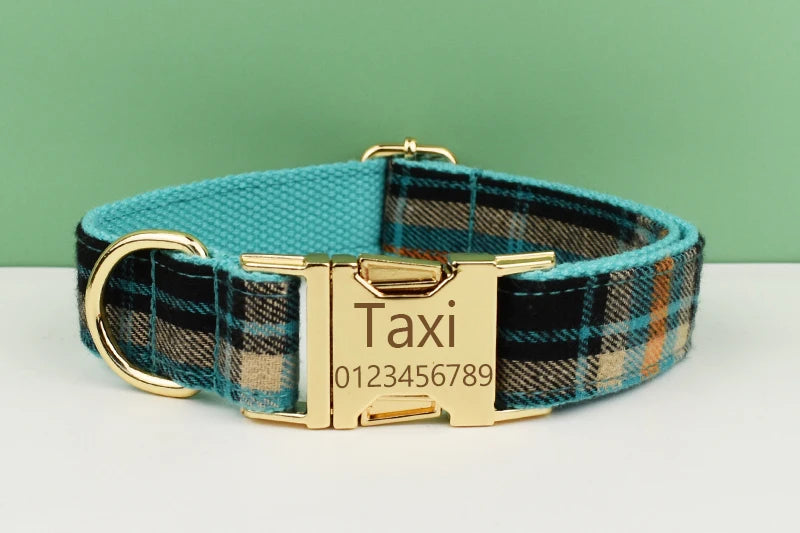 Petspuff Plaid Dog Collar, Harness & Lead Set with Bow – 4-Piece Walking Set | XS–XL