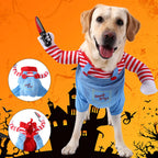 Petspuff Horror Doll Dog Costume – Funny Halloween Outfit with Toy Knife | Small to Large Dogs