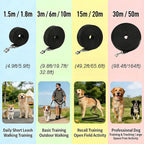Petspuff Nylon Recall Training Lead – Extra-Long Lead 1.5m to 50m | Puppies & Dogs