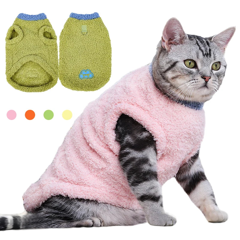 Petspuff Plush Cat & Dog Vest with D-Ring – Warm Winter Jumper | Cats, Kittens & Small Dogs