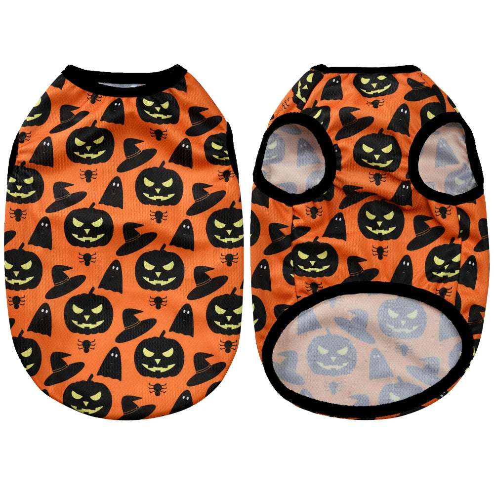 Petspuff Halloween Pumpkin Dog Vest – Lightweight Party T-Shirt | Small Dogs & Cats