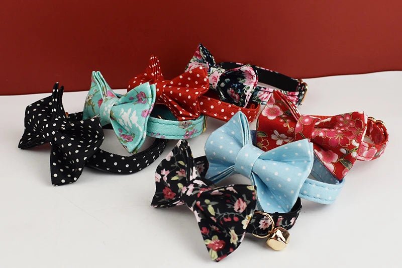 Petspuff Personalised Soft Cat Collar with Bow & Safety Buckle – Engraved Name | 7 Colours