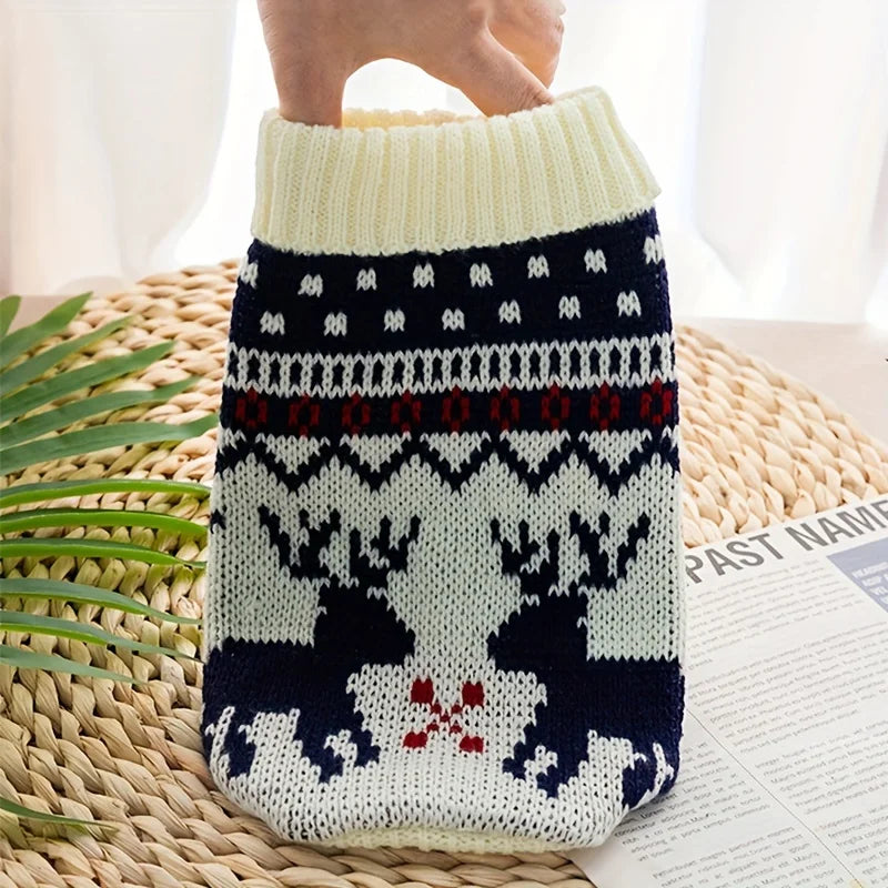 Petspuff Christmas Dog Jumper – Fair Isle Reindeer Knit | Small Dogs & Cats