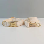 Petspuff Personalised Lace Dog Collar & Lead – Gold or Rose Gold, Engraved Nameplate | Wedding