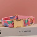 Petspuff Personalised Pink Shell Print Dog Collar & Lead – Engraved Name Tag | Medium & Large Dogs