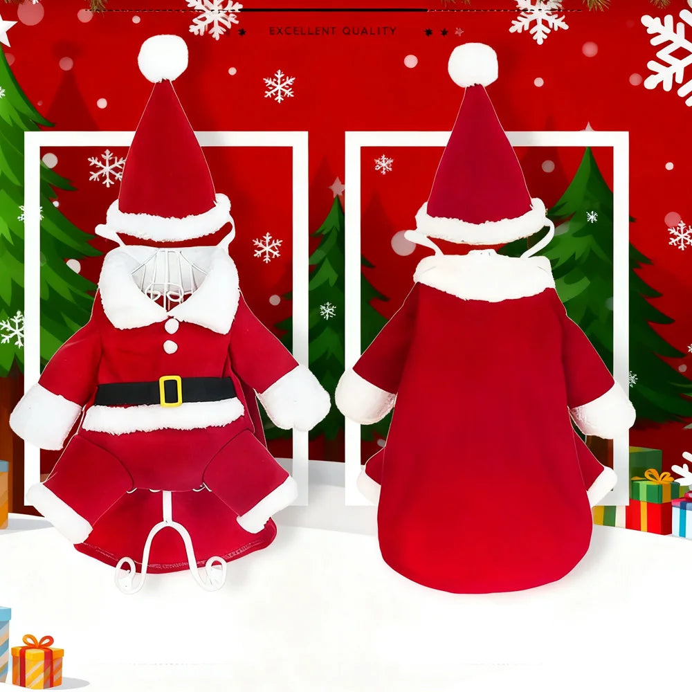 Petspuff Santa Claus Dog Costume with Hat – Funny Christmas Outfit | Small Dogs & Cats