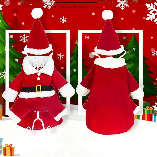 Petspuff Santa Claus Dog Costume with Hat – Funny Christmas Outfit | Small Dogs & Cats