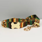 Petspuff Personalised Boho Dog Collar & Lead – Engraved Nameplate | 5 Designs, S–XL