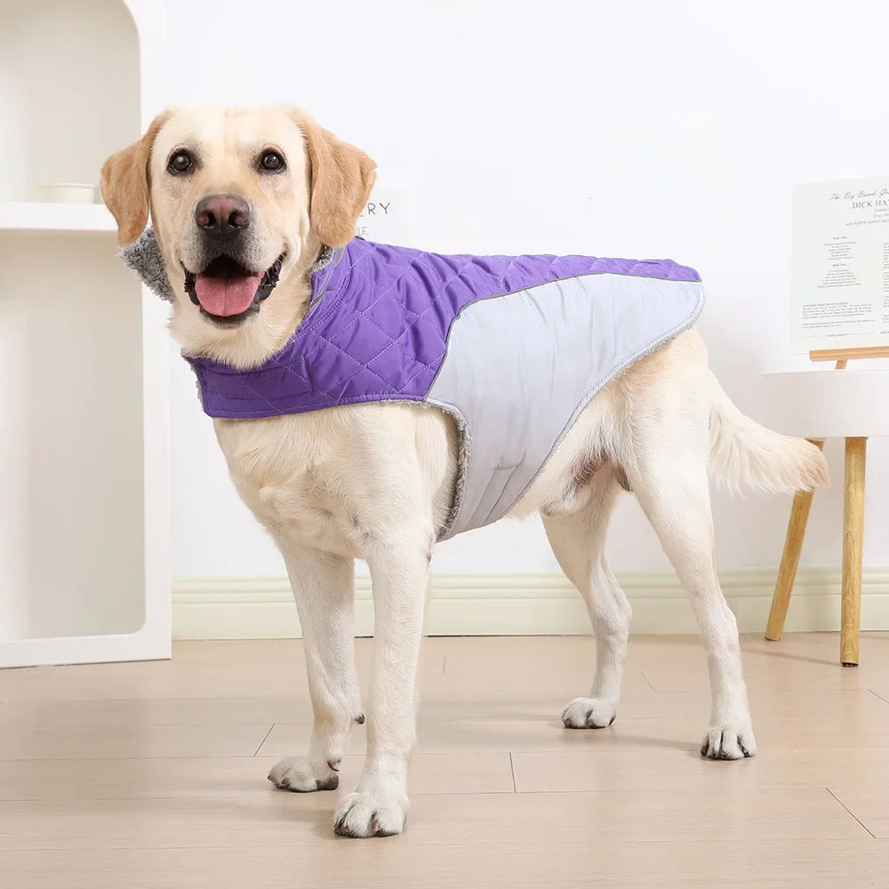 Petspuff Reflective Plaid Fleece Dog Coat – Waterproof High-Neck Jacket | Small to Large Dogs